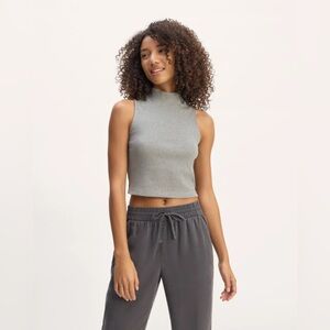 Everlane The Ribbed Mockneck Tank Mid Heather Grey S